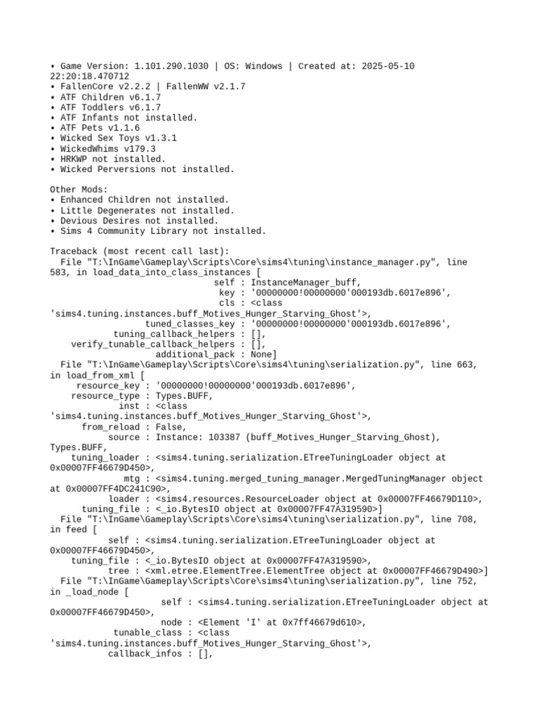 WickedWhims Script Load Error | PDF