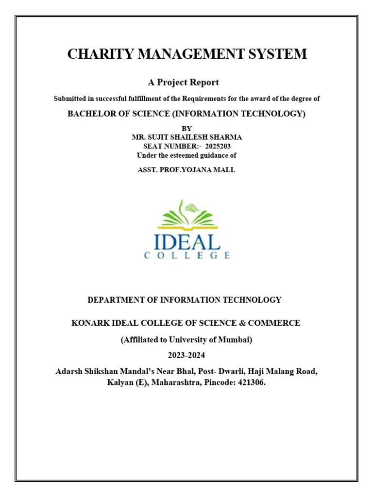 Charity Management System Project Report | PDF | Php | Use Case