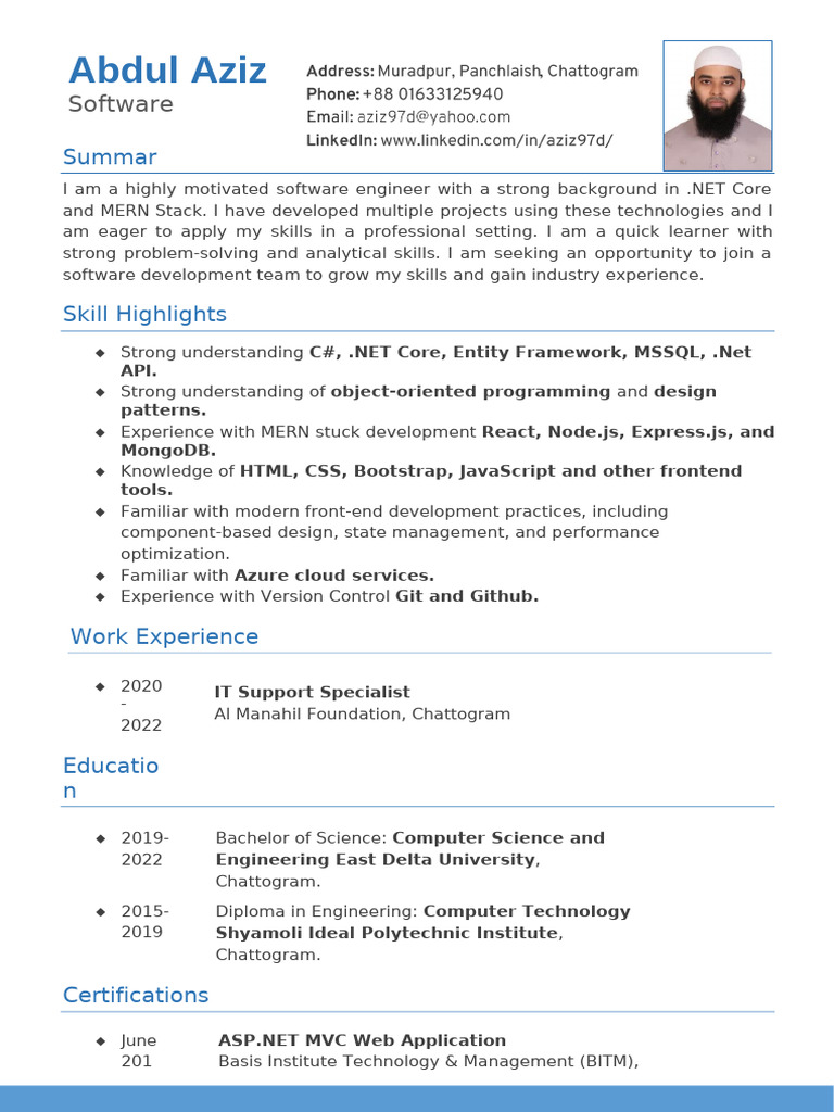 .NET Core & MERN Stack Software Engineer | PDF | Bootstrap (Front End ...