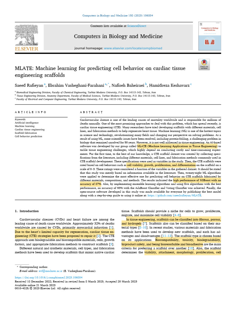 MLATE: Predicting Cell Behavior in CTE | PDF | Machine Learning ...