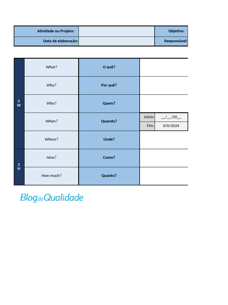 Modelo de Planilha 5W2H | PDF