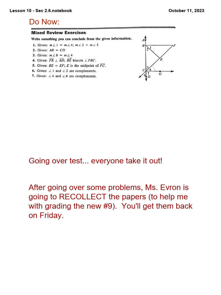 Angle Theorems and Proofs Review | PDF