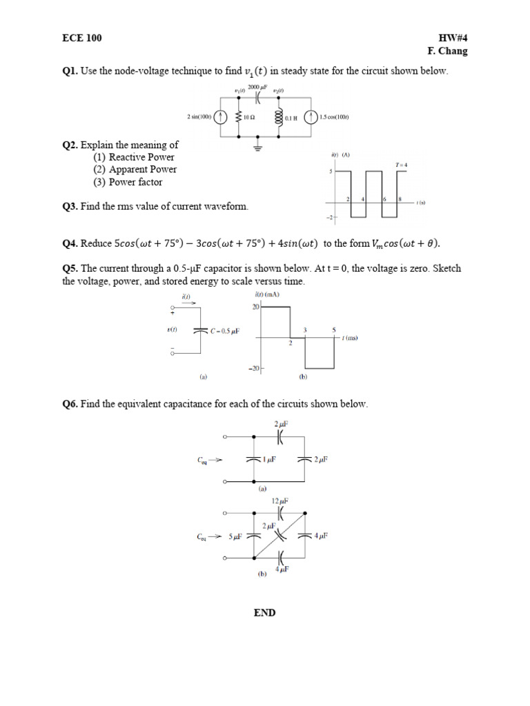 ECE 100 Homework: Circuit Analysis & Power Concepts | PDF