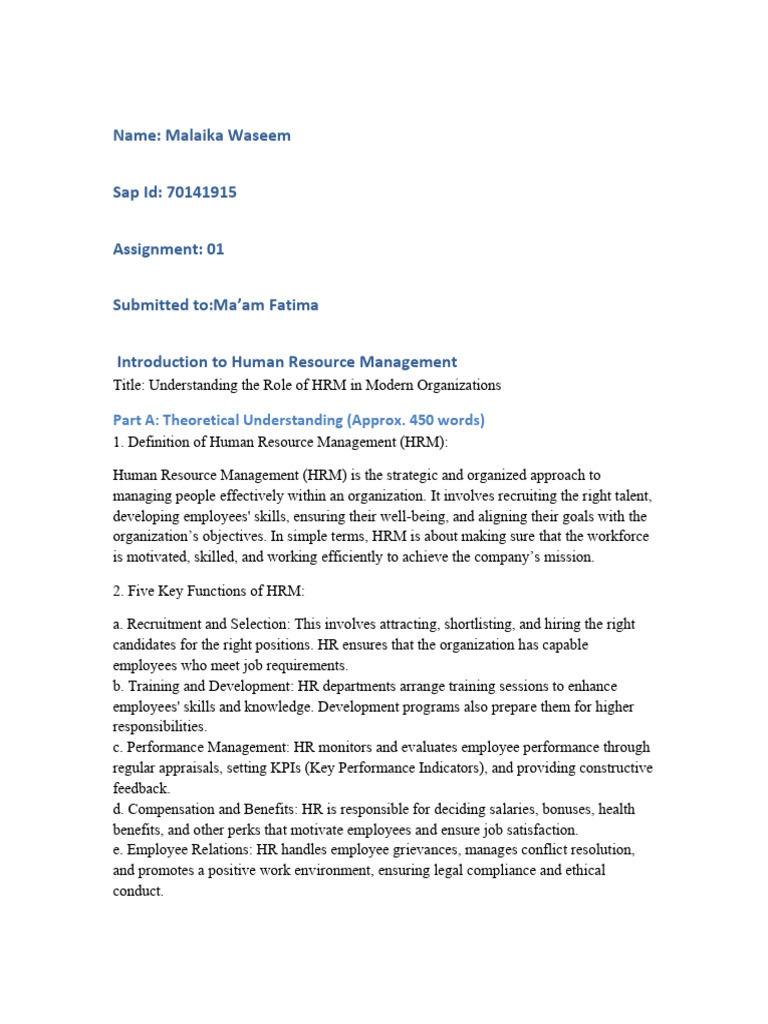 HRM's Role in Modern Organizations | PDF | Human Resource Management ...
