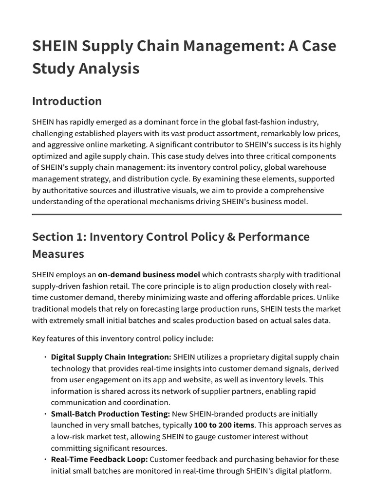 SHEIN Supply Chain Management Insights | PDF | Logistics | Supply Chain