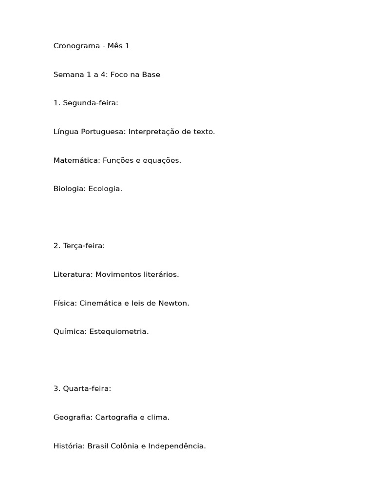 Cronograma de Estudos para Concursos | PDF