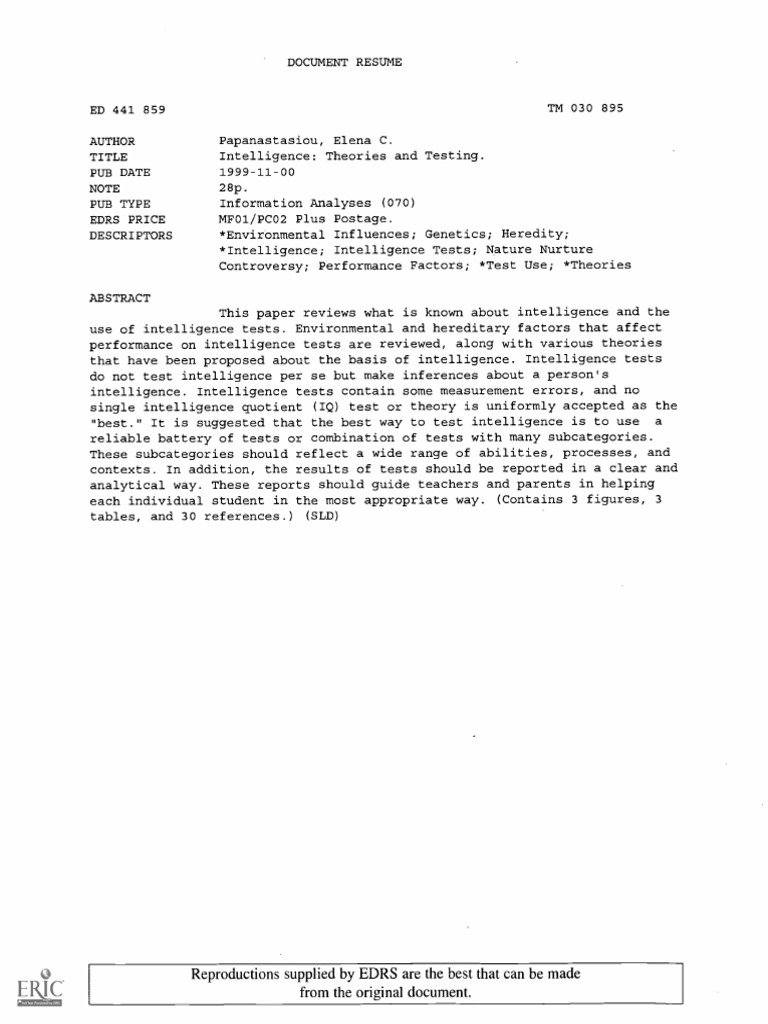 Intelligence Theories and Testing | PDF | Intelligence Quotient ...