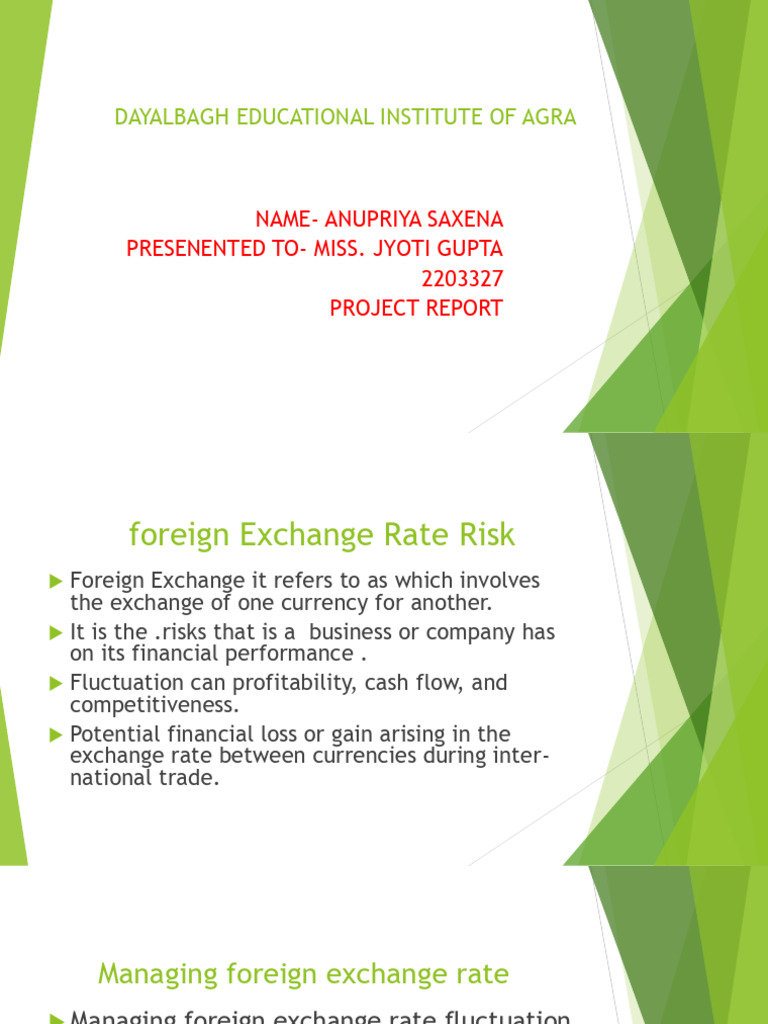 Foreign Exchange Rate Risk Management | PDF | Financial Risk | Exchange ...