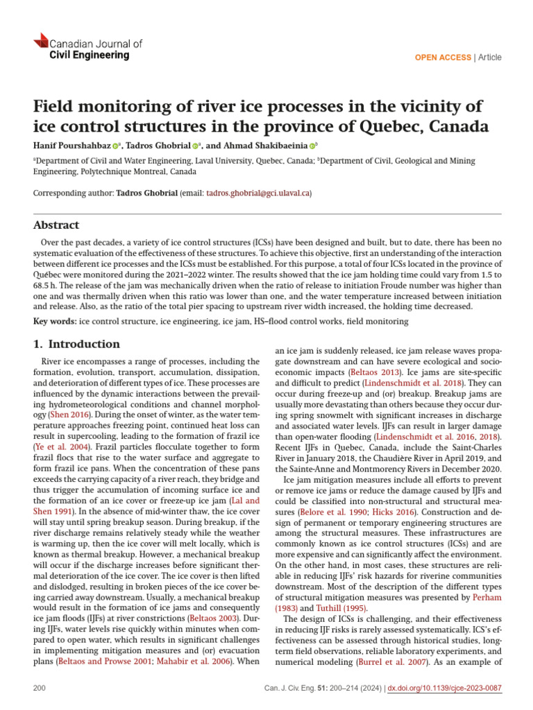 Monitoring Ice Control Structures in Quebec | PDF | Ice | Earth Sciences