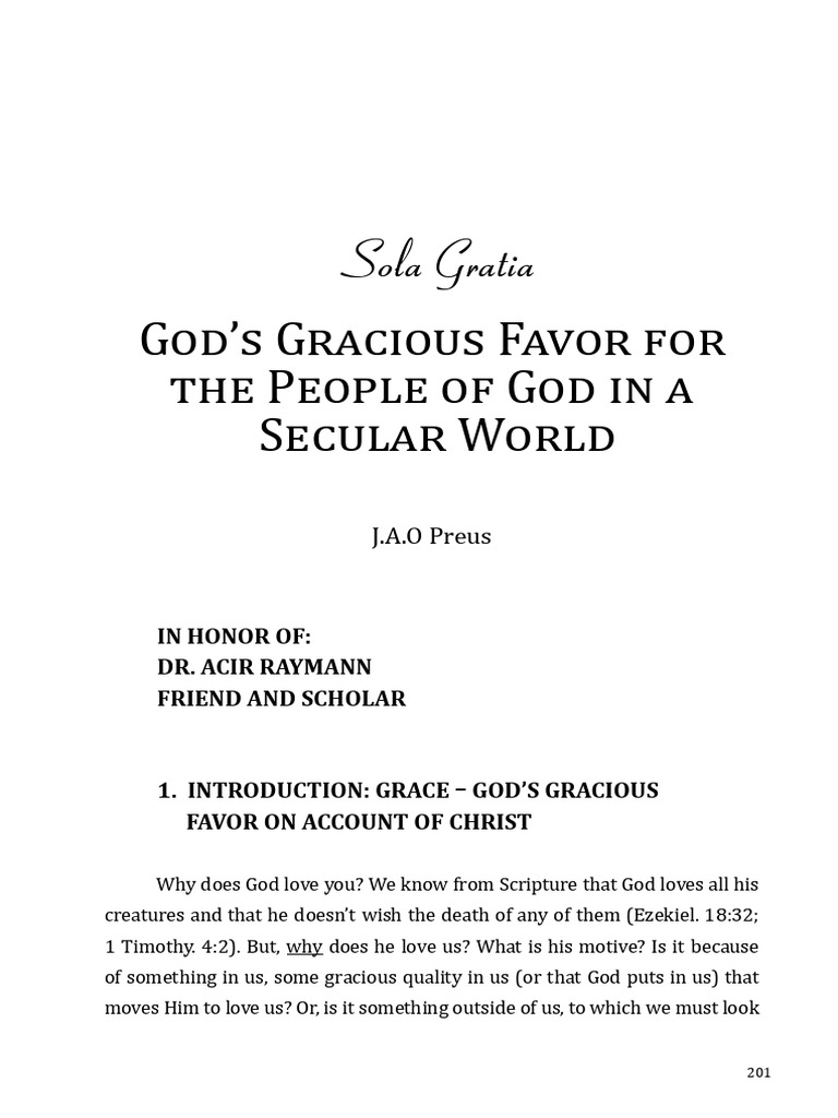 Preus. God's Gracious Favor For The People of God in A Secular World ...