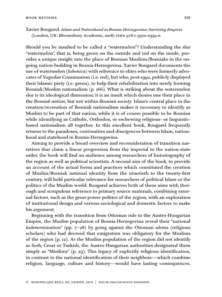 Islam and Bosniak National Identity | PDF | Socialist Federal Republic ...