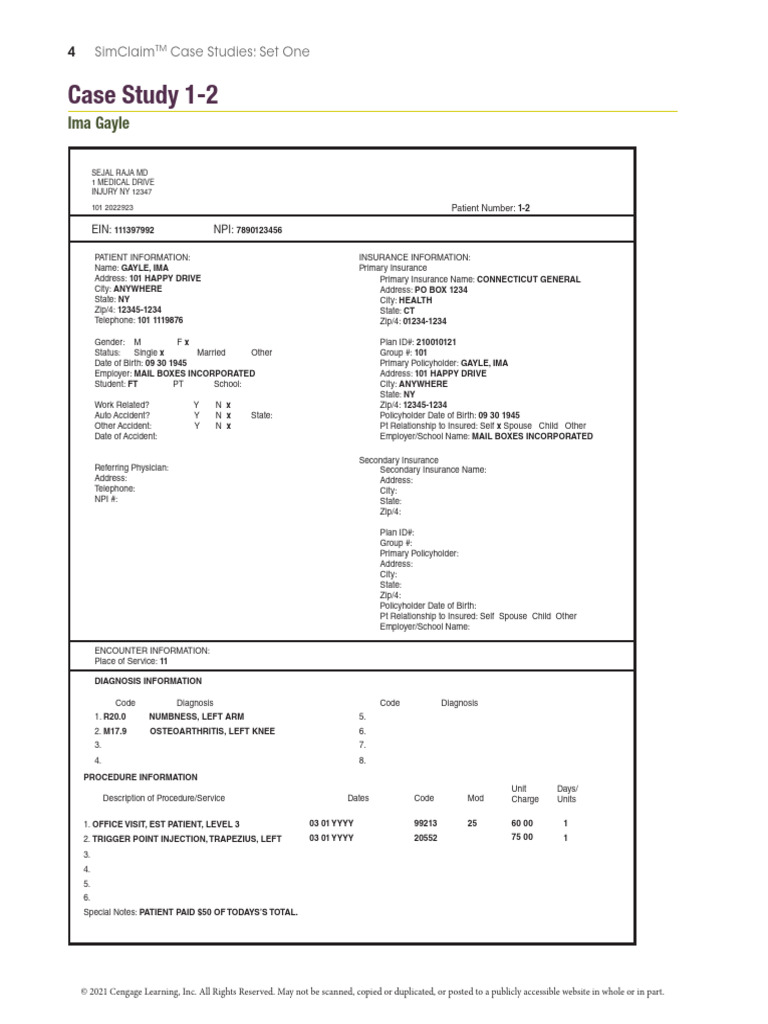 SimClaim Case Study 1-2 Overview | PDF