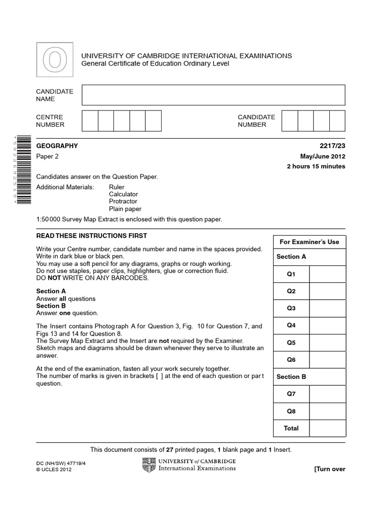 Cambridge O Level Geography Exam Paper | PDF | Oil Spill | Plate Tectonics
