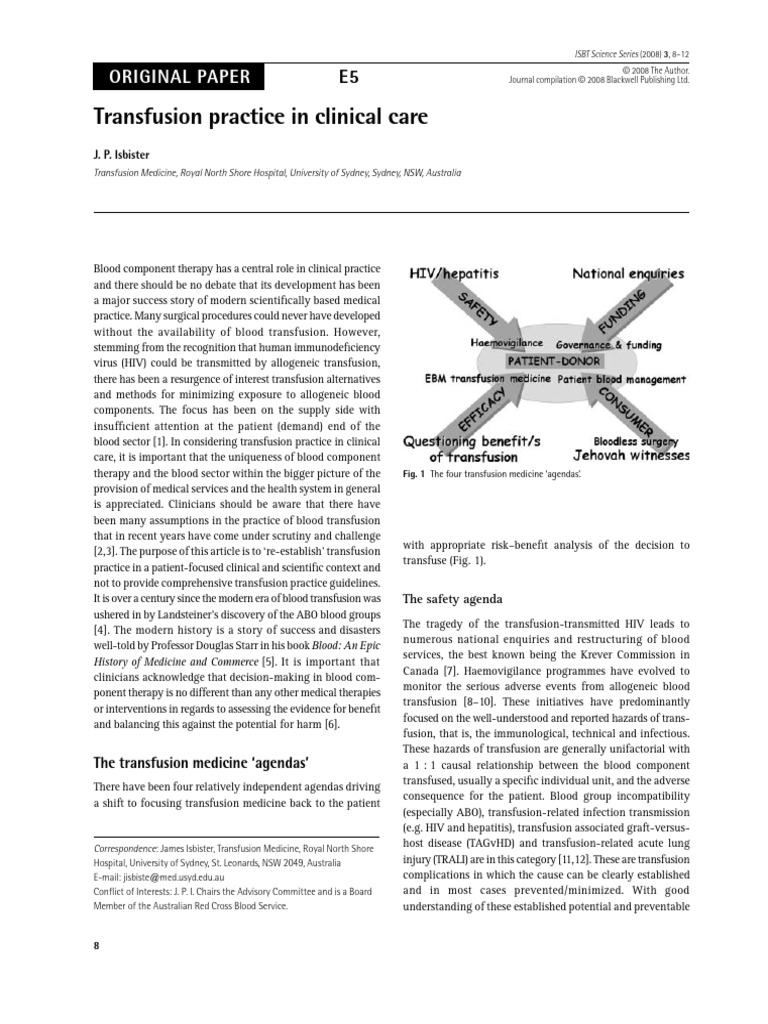 Transfusion Practice in Clinical Care 2008 | PDF | Blood Transfusion ...