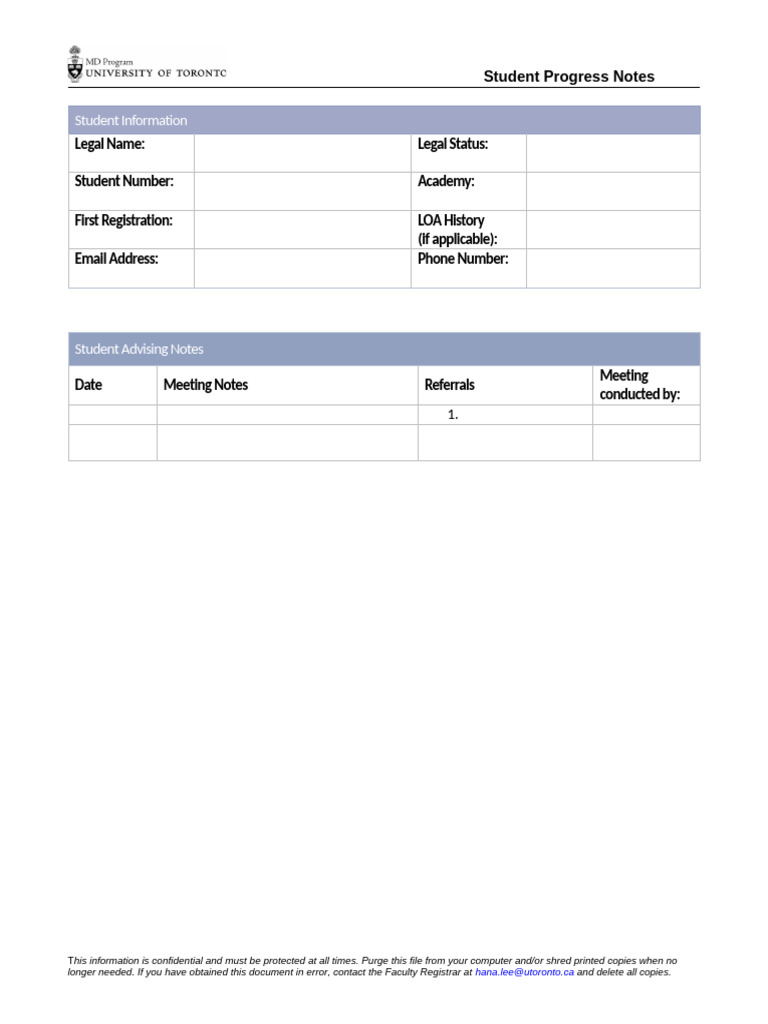 Student Advising Notes TEMPLATE | PDF