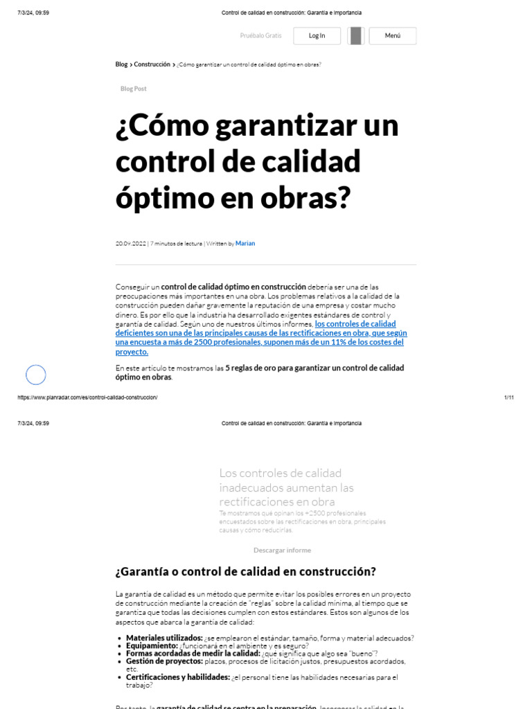 Control de Calidad en Construcción - Garantía e Importancia | PDF ...