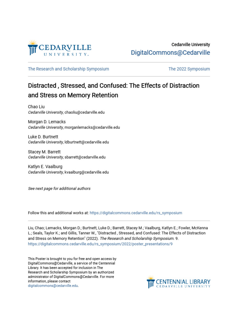 Distracted Stressed and Confused - The Effects of Distraction A | PDF ...