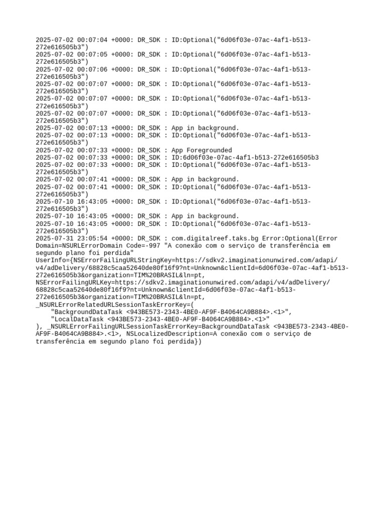 DR_SDK Background App Logs Analysis | PDF