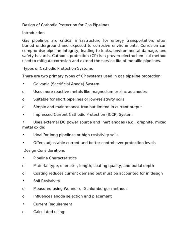 Design of Cathodic Protection For Gas Pipelines | PDF | Corrosion ...