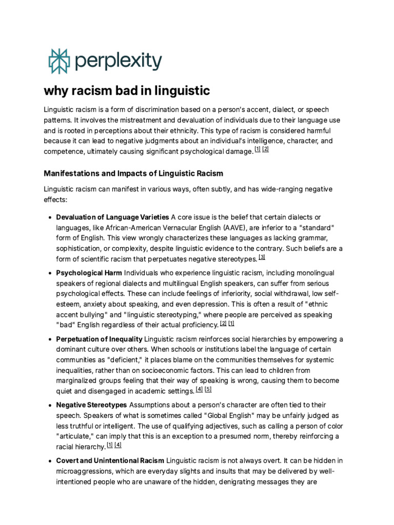 Understanding Linguistic Racism | PDF | Racism | Discrimination & Race ...