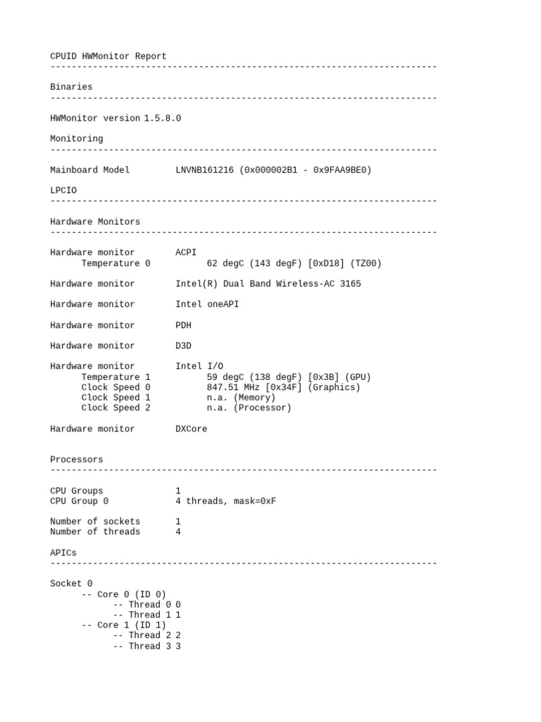 Lenovo Laptop HWMonitor Report | PDF | Computer Architecture | Computer ...