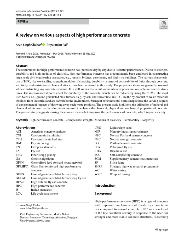 A Review On Various Aspects of High Performance Concrete | PDF ...