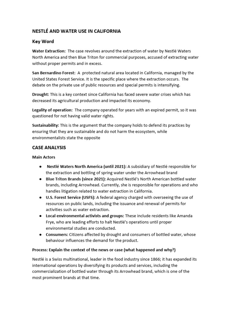 Nestlé and Water Use in California | PDF | Water | Water Scarcity