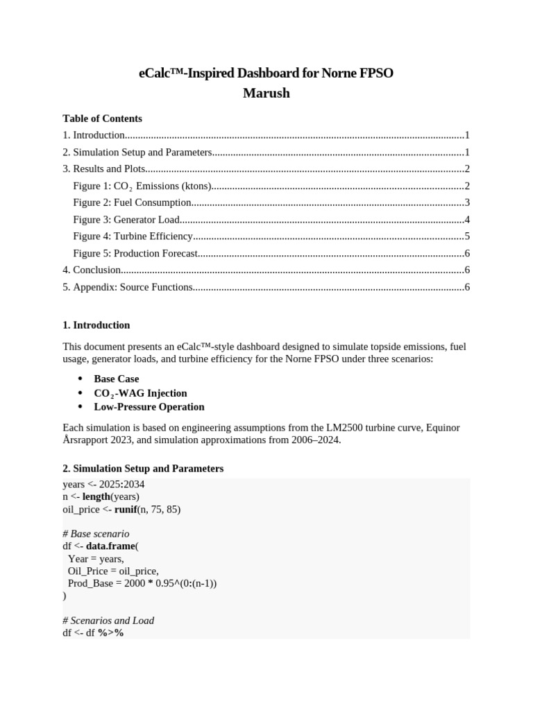 eCalc™ Dashboard for Norne FPSO Emissions | PDF