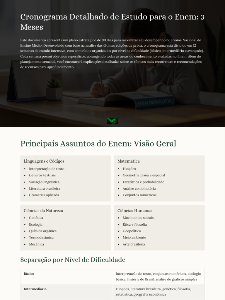 Cronograma de Estudo para o Enem em 90 Dias | PDF | Genética | Ecologia