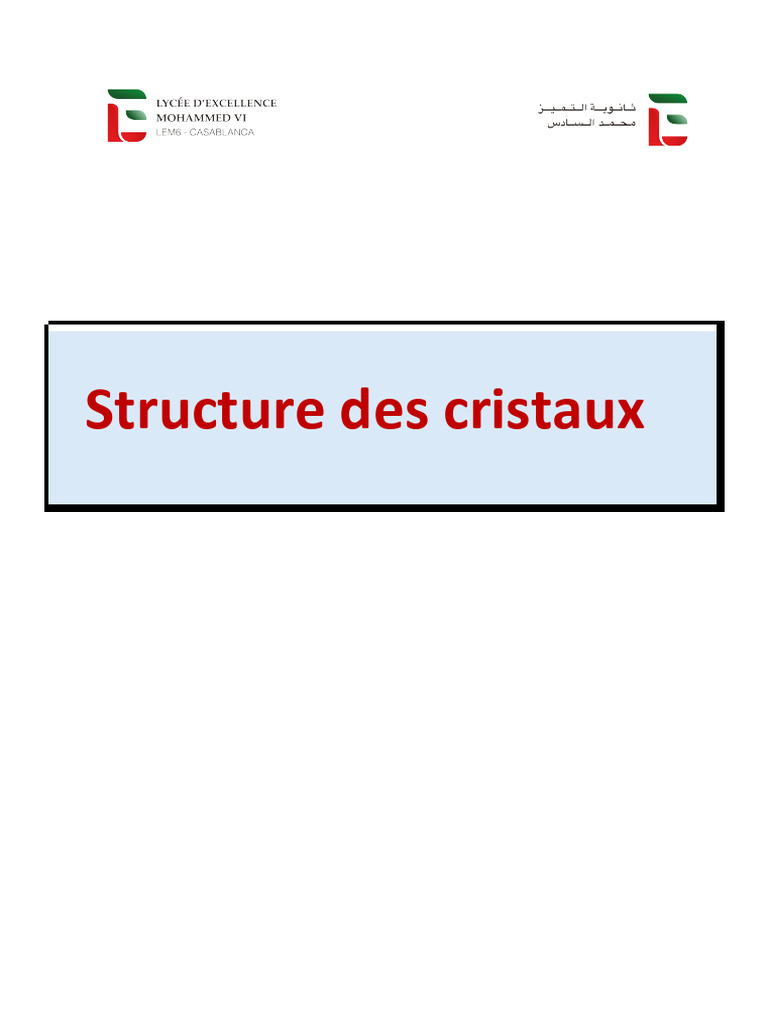 Structure des cristaux en cristallographie | PDF | Structure ...