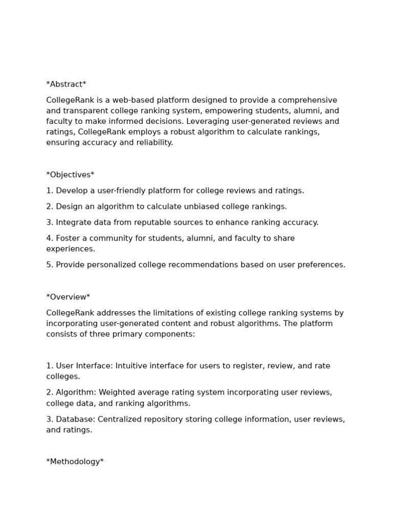 CollegeRank: Innovative Ranking System | PDF