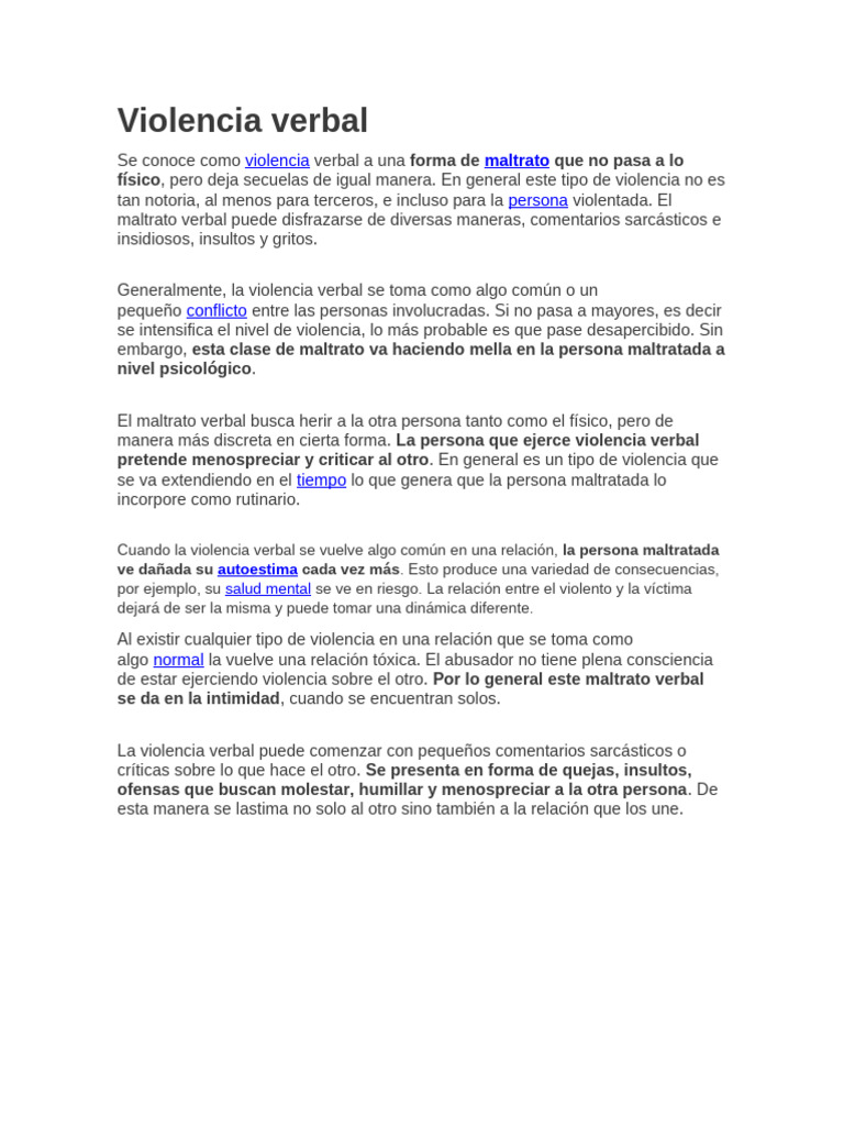 Impacto de la violencia verbal en relaciones | PDF