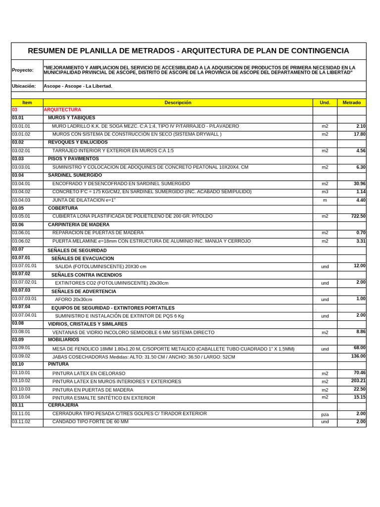 Metrados de Arquitectura en Ascope | PDF | Ingeniería de Edificación ...