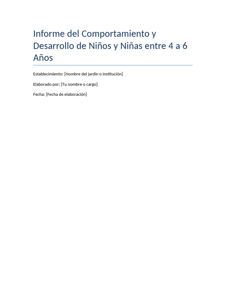 Desarrollo Infantil 4 a 6 Años: Informe | PDF | Las emociones | Aprendizaje