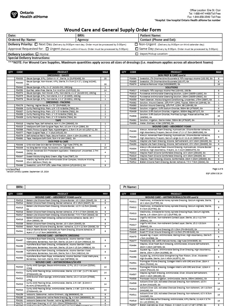 Wound Care Supplies Order Form | PDF
