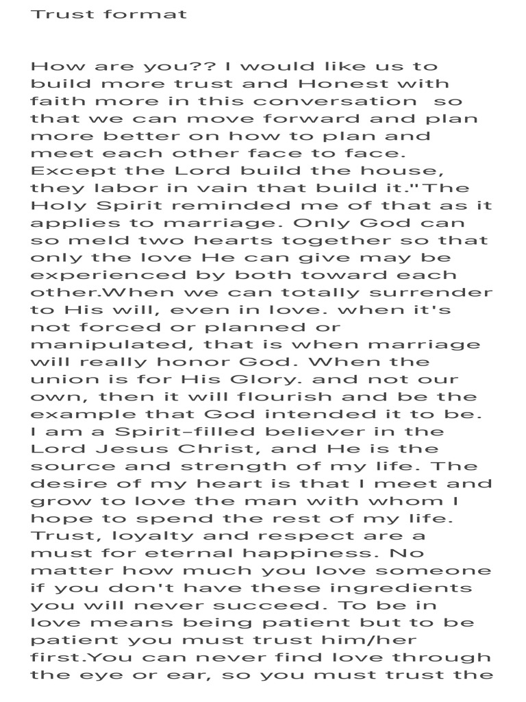 Trust Format 2 | PDF | God In Christianity | Love