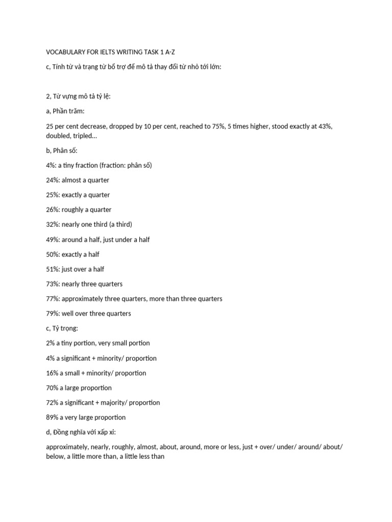 Vocabulary For Ielts Writing Task 1 | PDF