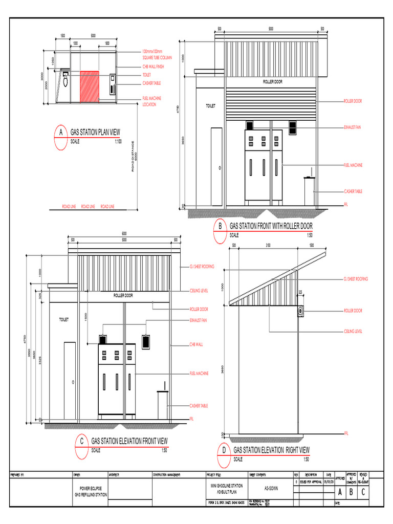 Mini Gas Station Floor Plan and Elevations | PDF | Filling Station | Fuels