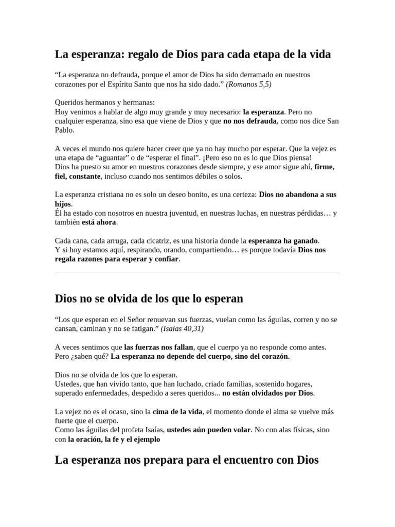 Esperanza divina en cada etapa de la vida | PDF | Amor | Dios