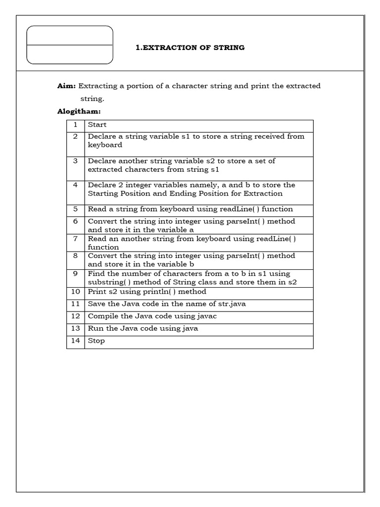 Java String Extraction and Inheritance Examples | PDF | Menu (Computing ...