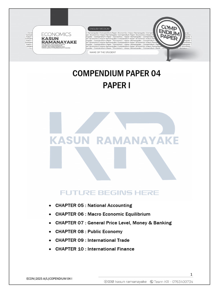 ECON Compendium Papers # 04 Paper I Students # 05 in 2021 | PDF | Money ...
