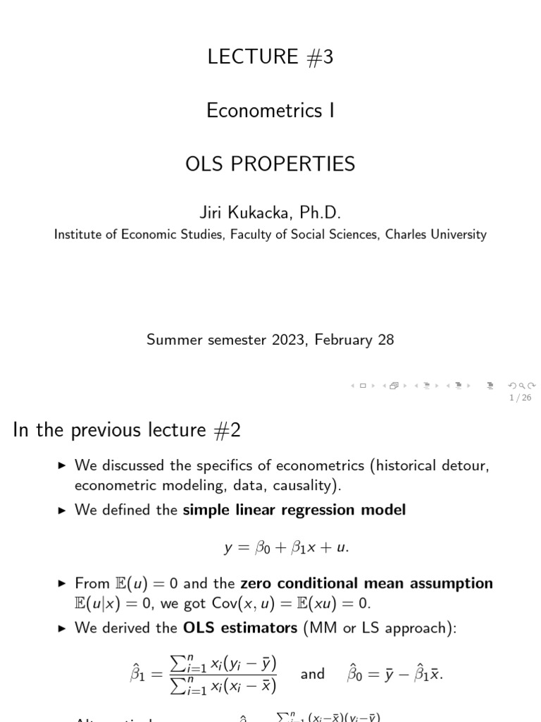 OLS Properties in Econometrics Explained | PDF | Ordinary Least Squares ...