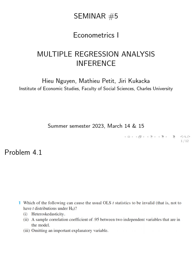 Seminar 05 JEB109 2023 Handout | PDF | Errors And Residuals | Dependent ...