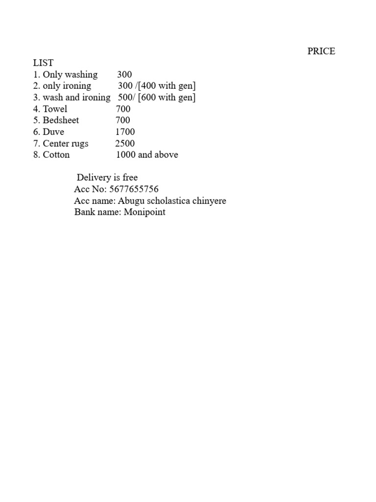 Price List | PDF