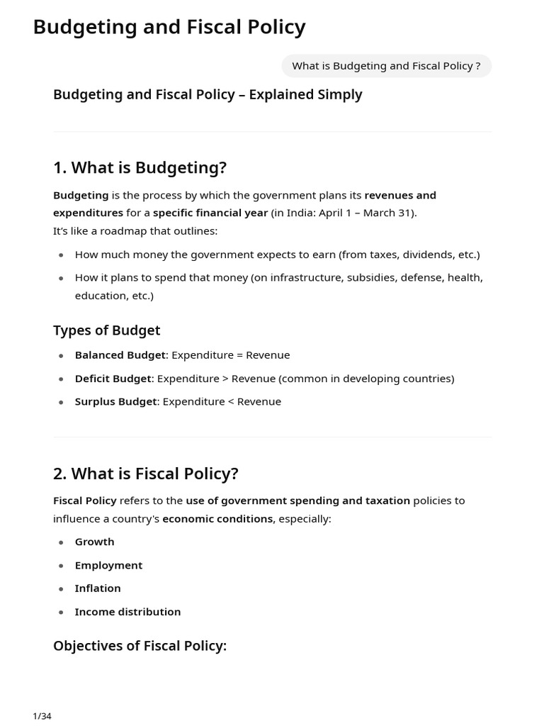 Budgeting and Fiscal Policy | PDF | Balanced Budget | Government Spending
