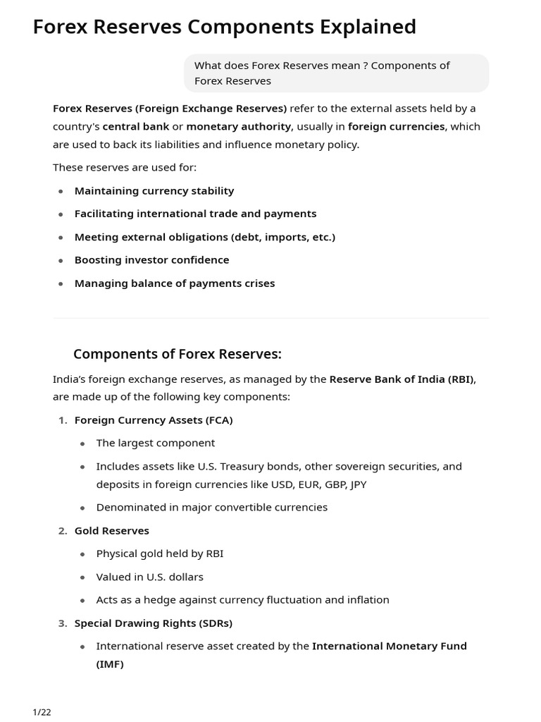 Components of Forex Reserves Explained | PDF | Foreign Exchange Market ...