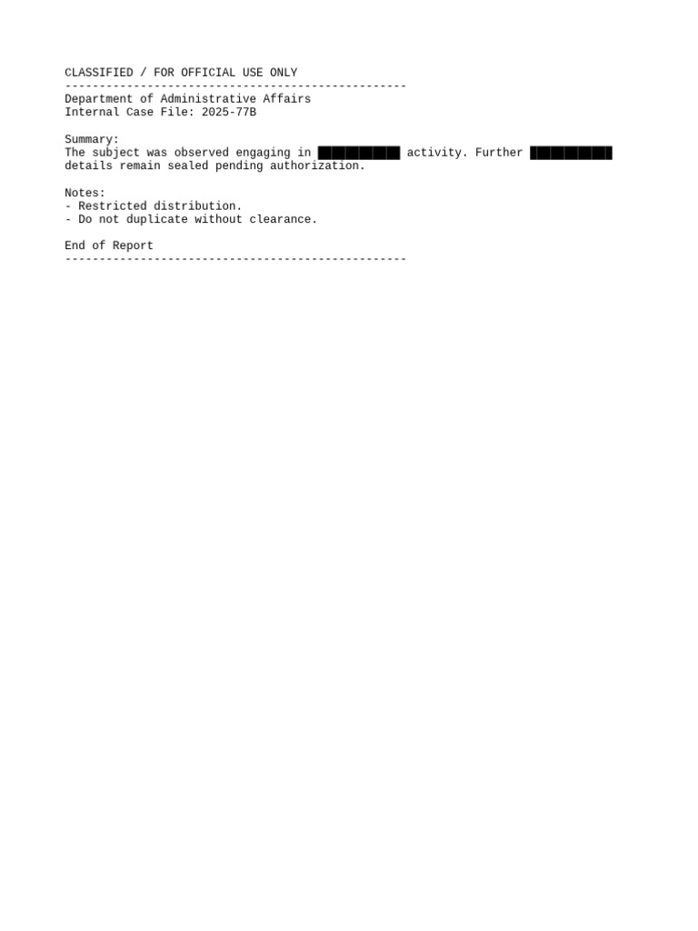 Internal Case File Summary 2025-77B | PDF