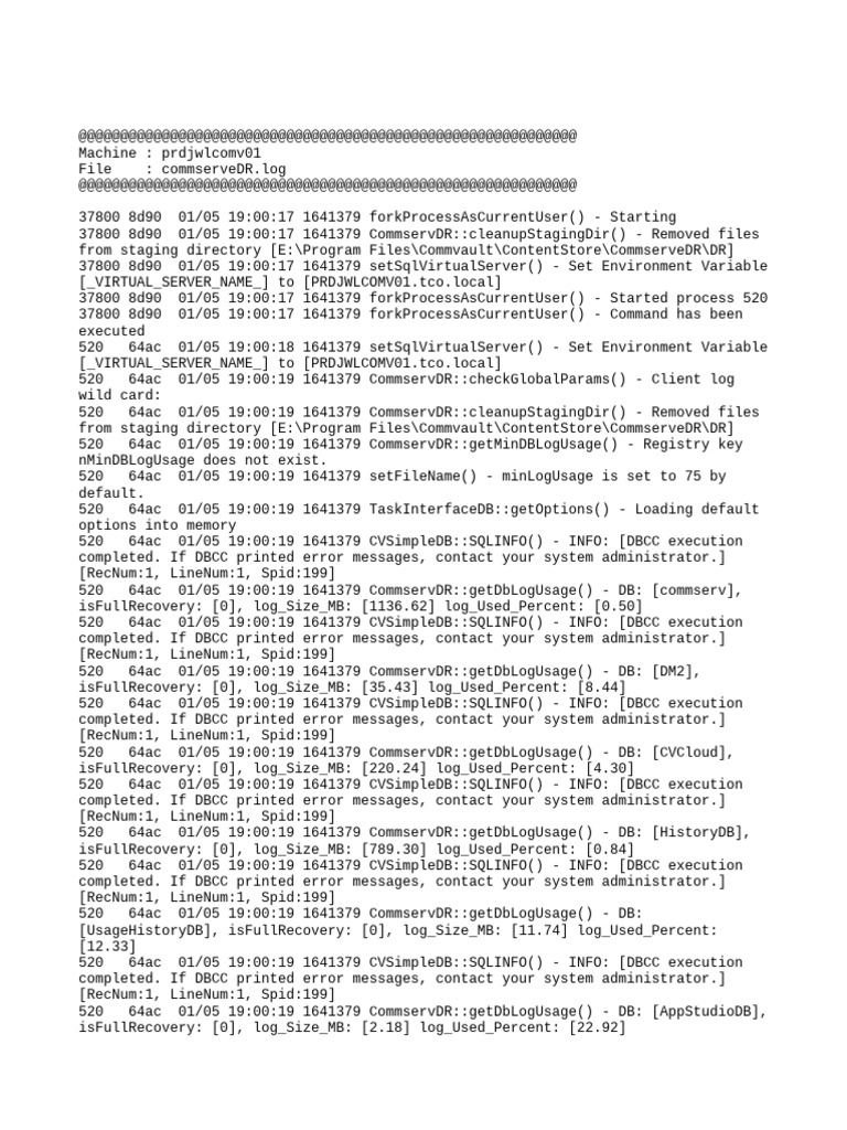 Commvault DR Log Analysis Report | PDF | Microsoft Sql Server ...
