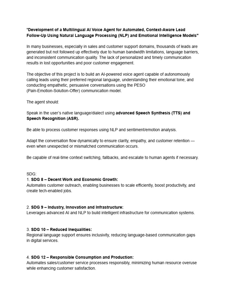 Multilingual AI Voice Agent | PDF | Speech Synthesis | Speech Recognition