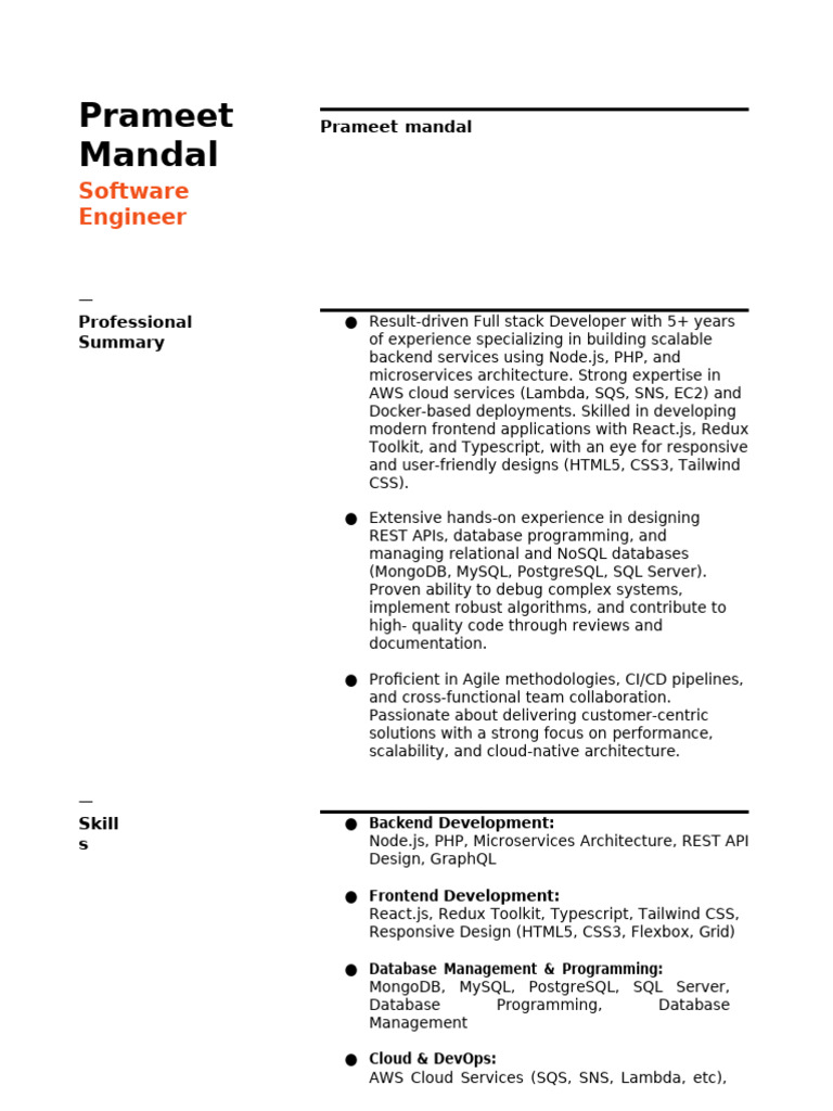 Full Stack Developer Resume Summary | PDF | Software Development | Software